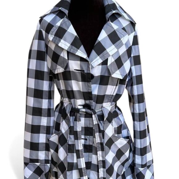 Vero Moda Checkered Lightweight Trench Coat Women’s M Belted Jacket Spring Fall - Picture 3 of 7